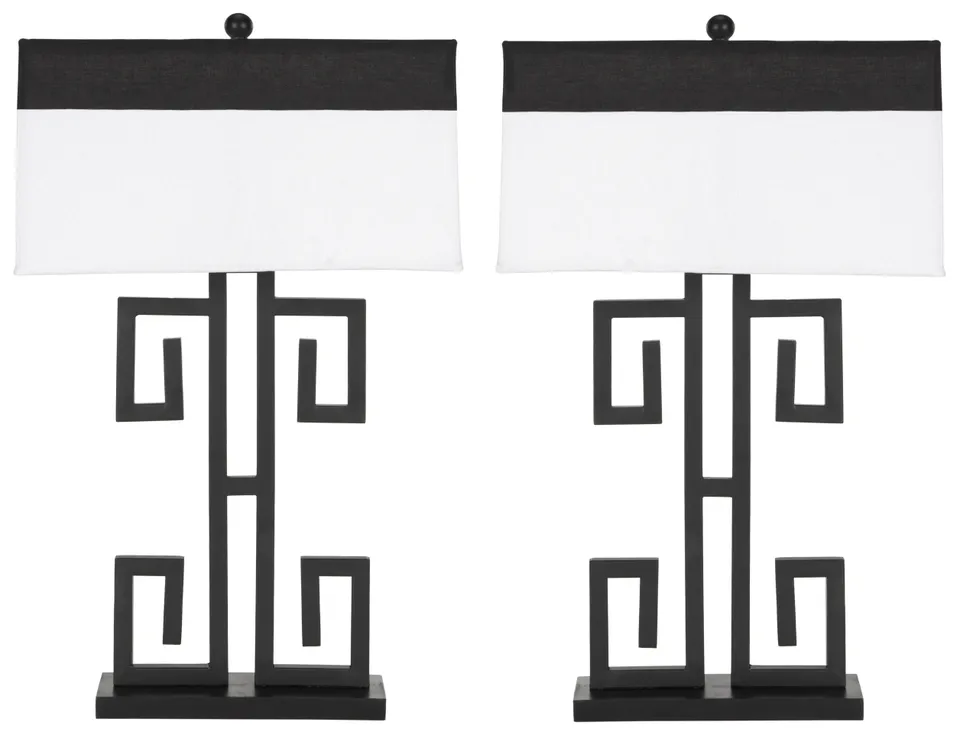 Greek Key Table Lamp, Set Of 2 - Black