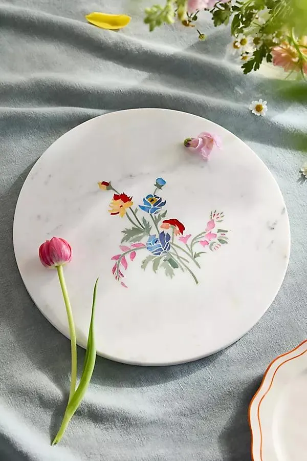 Bouquet Inlay Marble Serving Board