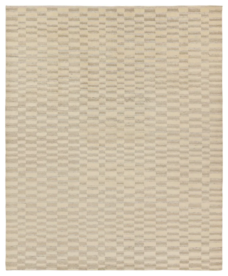 Entrada Hand Knotted Striped Gray/Cream Area Rug (8'X10')