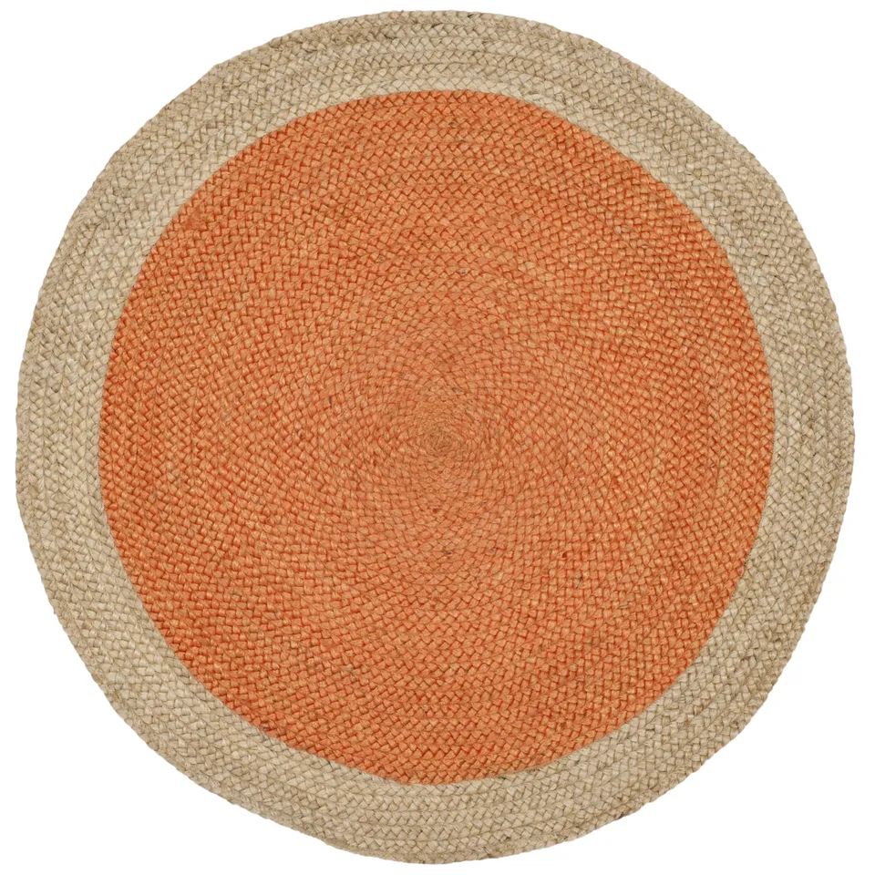 Arlo Home Hand Woven Area Rug, NF801B, Orange/Natural,  3' X 3' Round