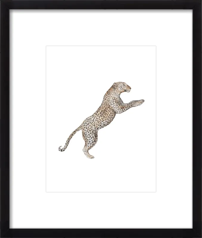 Leaping Leopard Watercolor by Lauren Rogoff for Artfully Walls