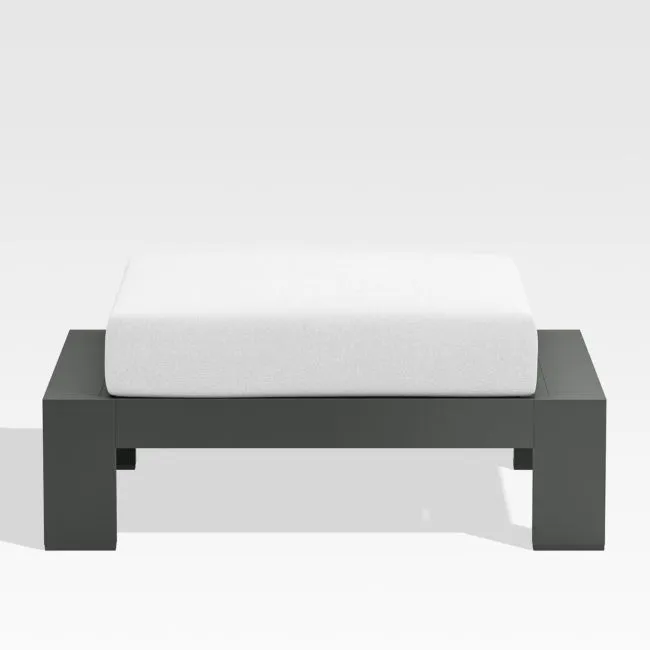 Walker Metal Outdoor Ottoman with Canvas White Sunbrella ® Cushions