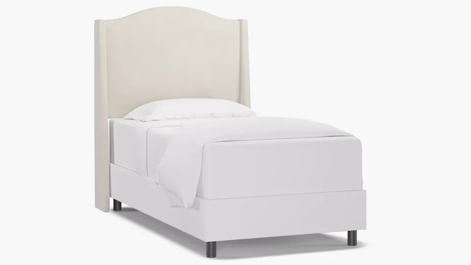 Classic Wingback Headboard, White Classic Velvet, Twin