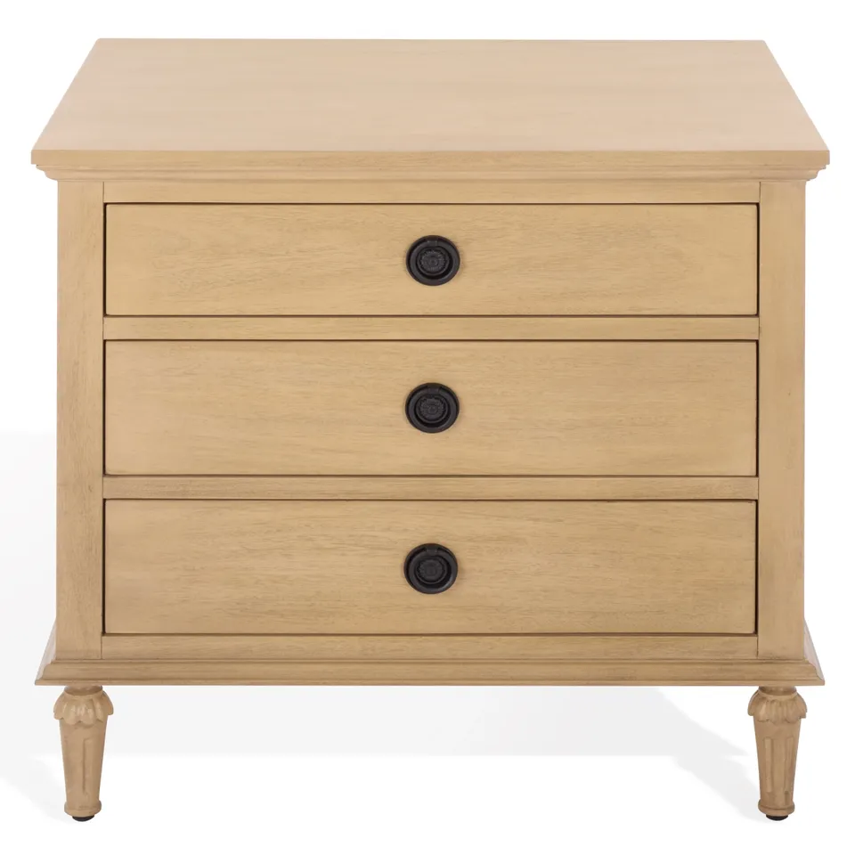 Lisabet 3 Drawer Wood Nightstand - Light Oak