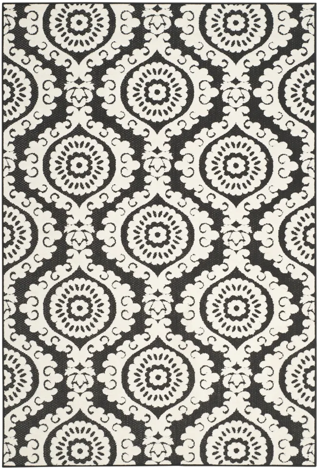 Arlo Home Indoor/Outdoor Woven Area Rug, MNR158C, Black,  5' 3" X 7' 7"