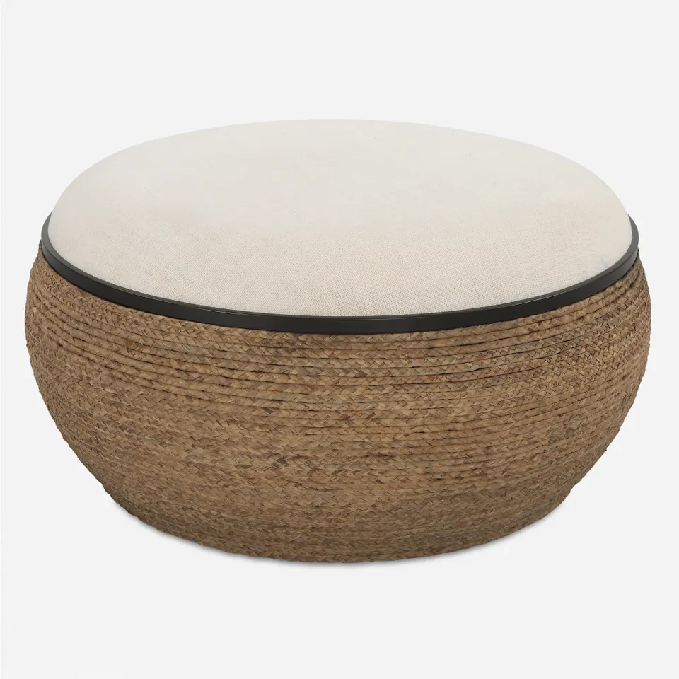 Island Straw Storage Ottoman / Coffee Table