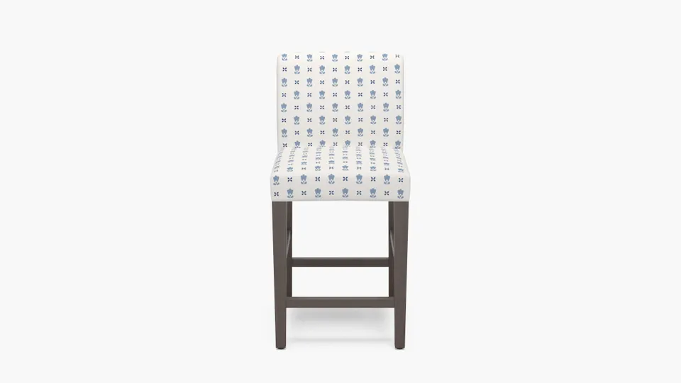 Signature Dining Counter Stool, Delft Mod Fleur, Espresso Square Tapered Leg