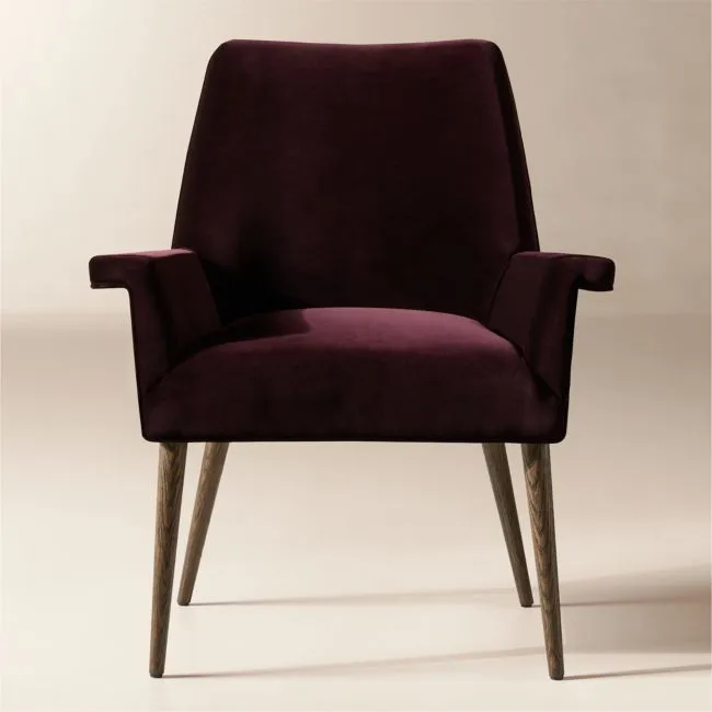 Tub Aubergine Velvet Dining Chair by Paul McCobb Set of 4