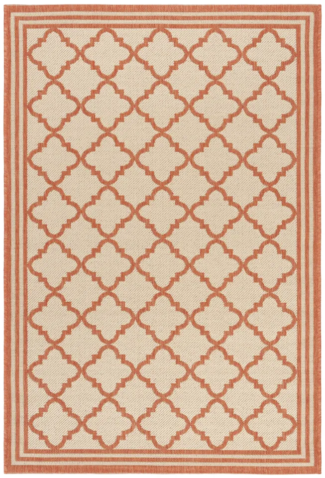 Arlo Home Indoor/Outdoor Woven Area Rug, LND121R, Cream/Rust,  4' X 6'