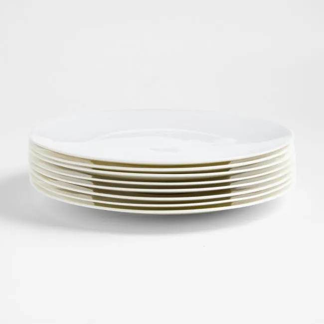 Bennett White Bone China Dinner Plates, Set of 8
