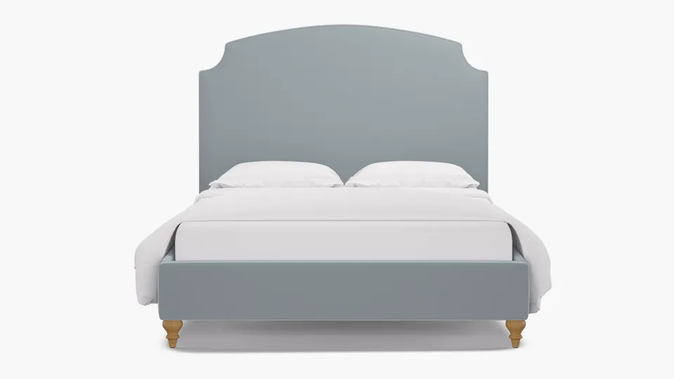 Cove Bed, Sterling Performance Velvet, Natural Traditional Turned Leg, Twin