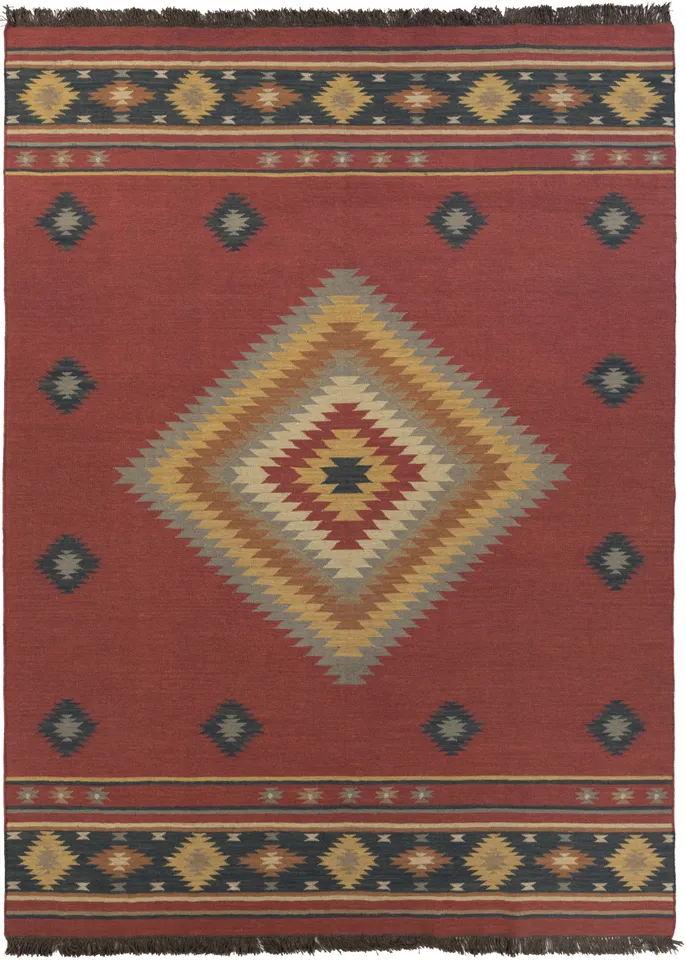 Jewel Tone Red Indoor 8' x 11' Handmade Rug