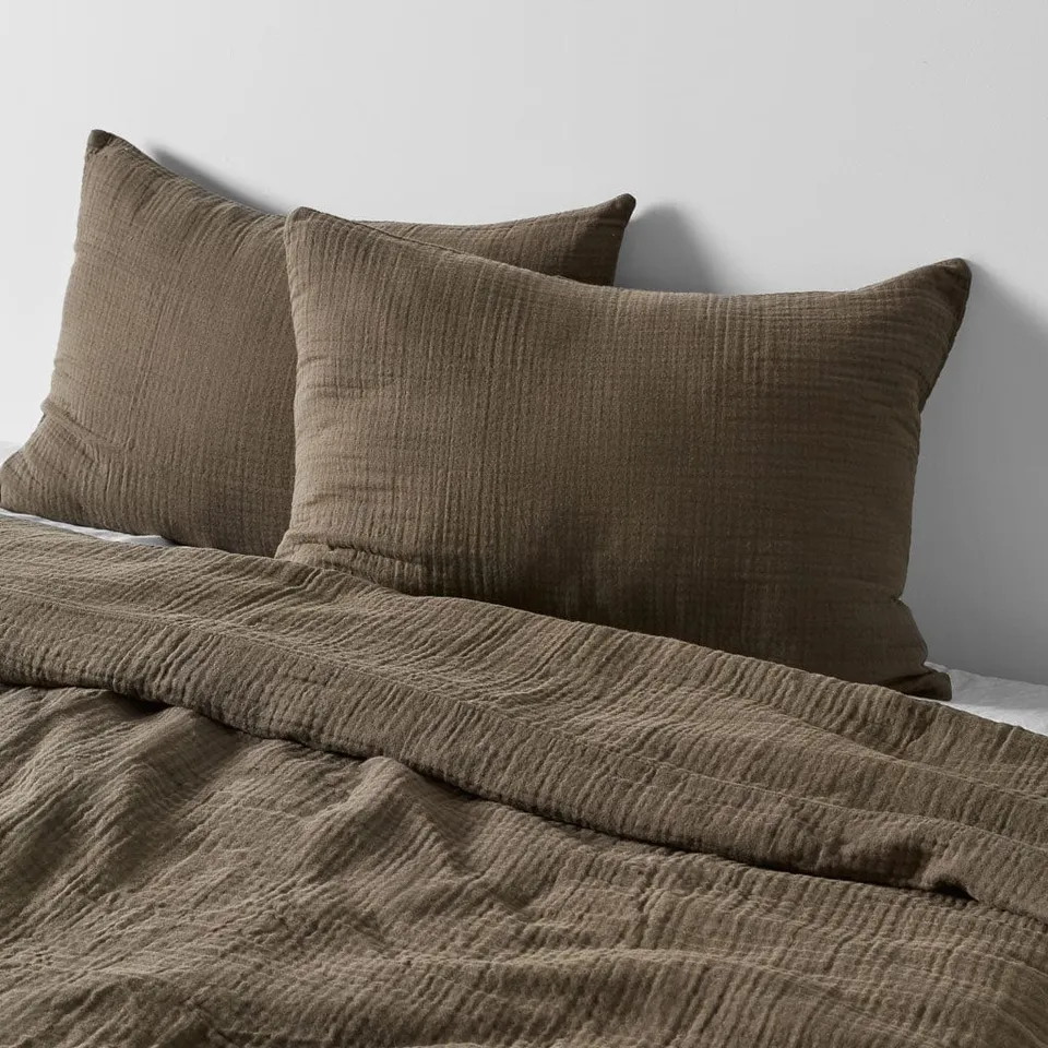 The Citizenry Organic Cotton Gauze Duvet Set | King/California King | Olive