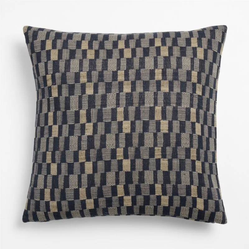 Aldsworth Cotton Silk Blend 23"x23" Deep Indigo Throw Pillow Cover with Down-Alternative Insert