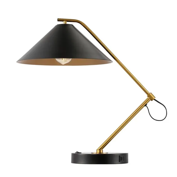 Moseby 21" Table Lamp With USB - Black/Brass