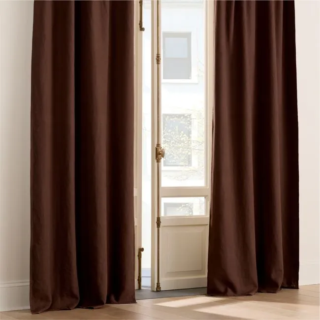 Mink Brown European Linen Blackout Window Curtain Panel 48"x108"