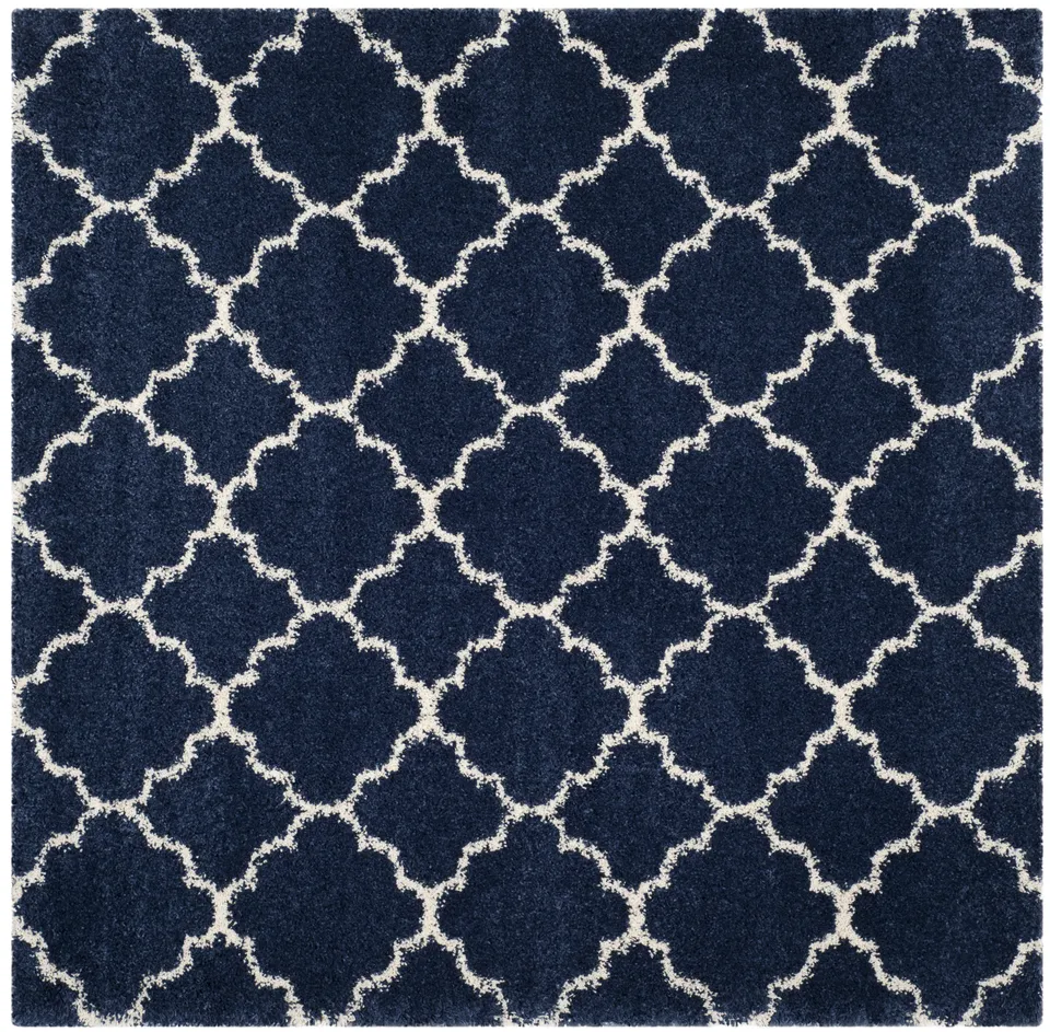 Arlo Home Woven Area Rug, SGH282C, Navy/Ivory,  7' X 7' Square