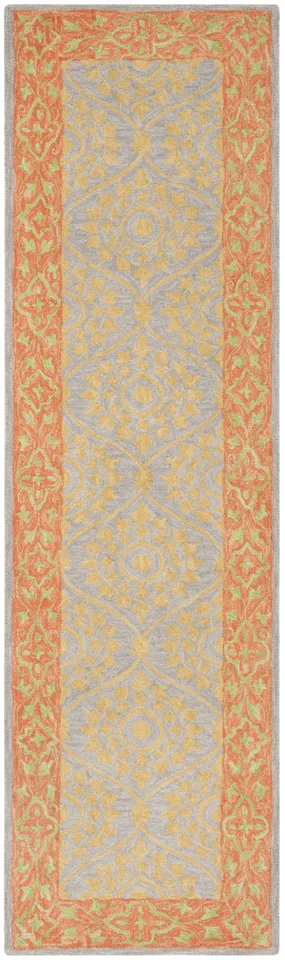 Arlo Home Hand Hooked Area Rug, SZN105A, Orange/Silver,  2' 3" X 8'