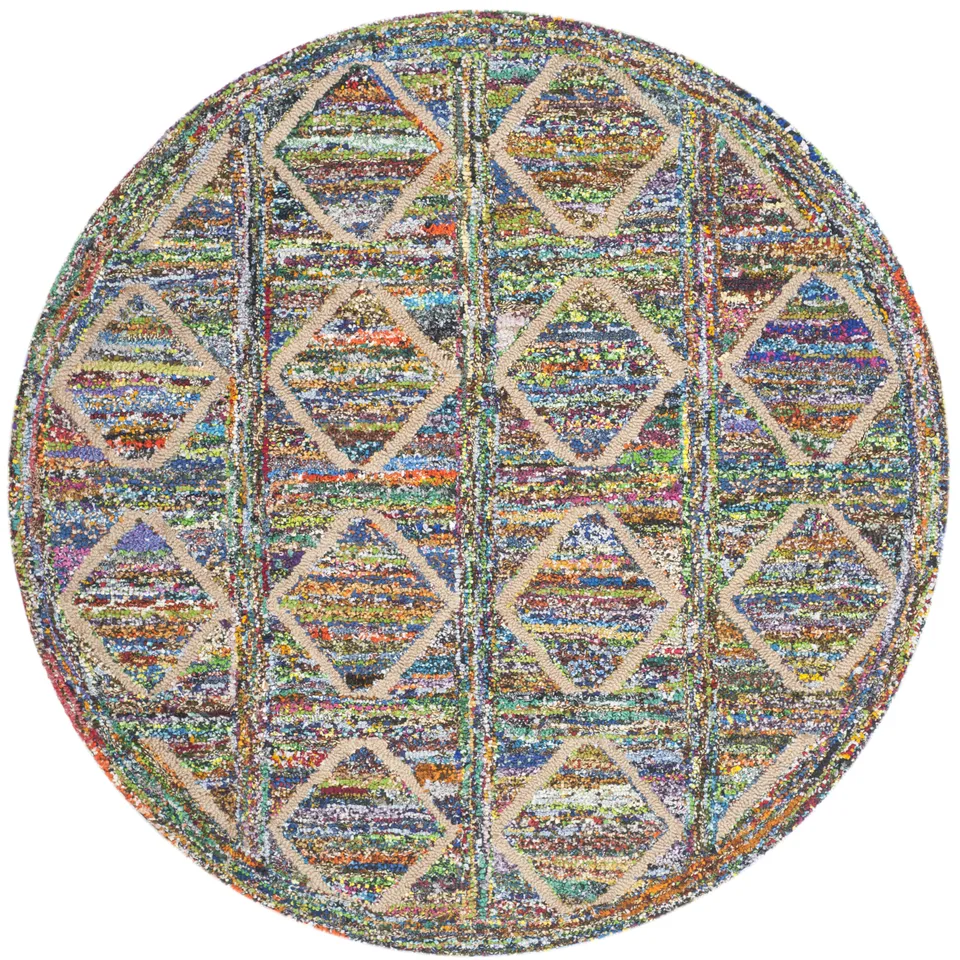 Arlo Home Hand Tufted Area Rug, NAN440A, Multi,  6' X 6' Round