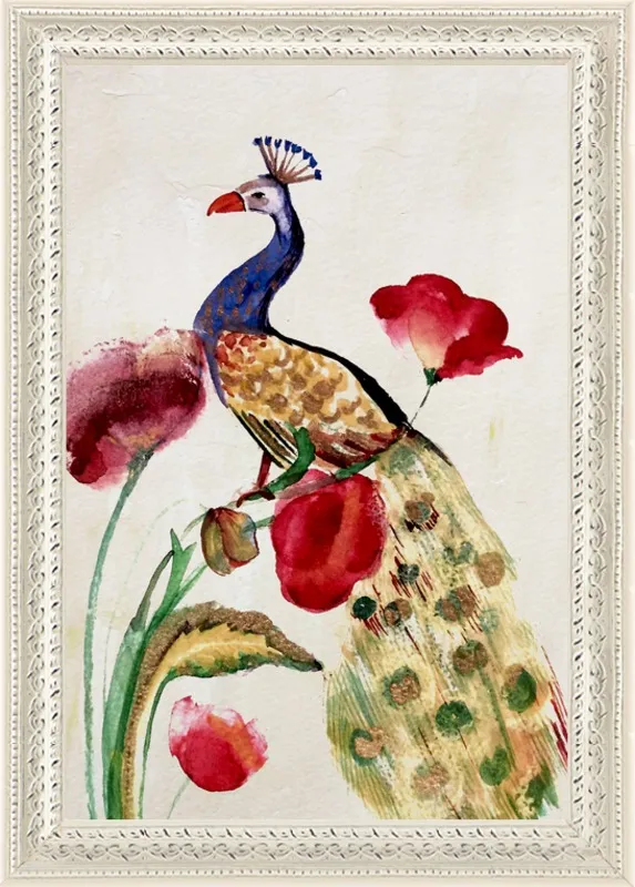 blue gold peacock by Ruti Shaashua for Artfully Walls
