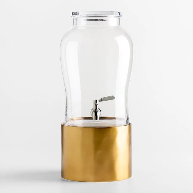 Beau 1.75-Gallon Glass Drink Dispenser with Brass Stand