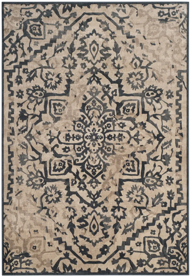 Arlo Home Woven Area Rug, VTG135-7340, Cream/Blue,  5' 3" X 7' 6"