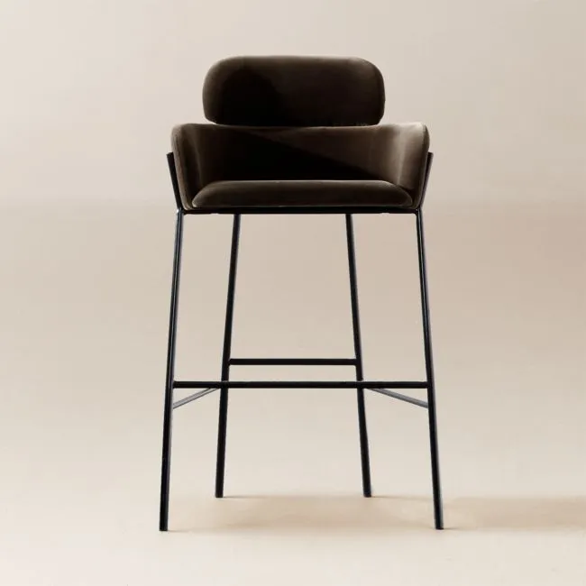 Azalea Mink Grey Velvet Bar Stool Set of 2