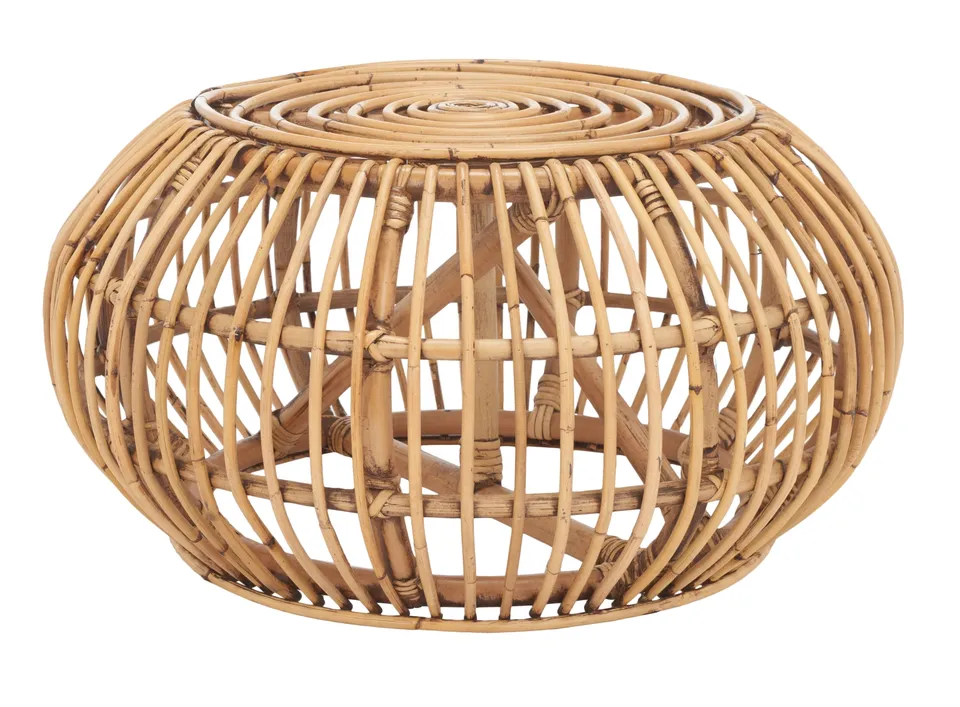 Jacynda Round Ottoman - Honey Brown Wash