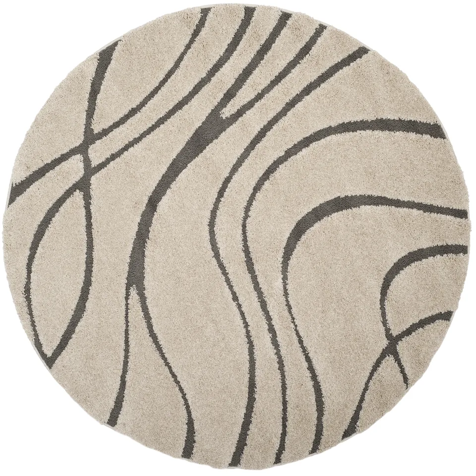 Arlo Home Woven Area Rug, SG471-1180, Cream/Grey,  6' 7" X 6' 7" Round