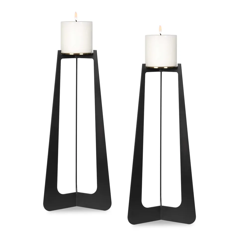 Columnar Black Candleholders Set/2