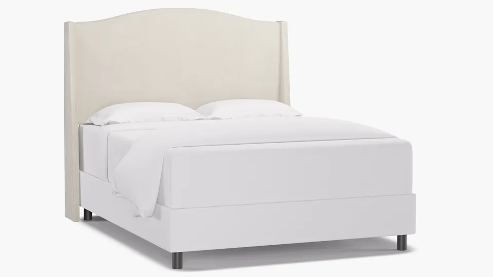 Classic Wingback Headboard, White Classic Velvet, Queen