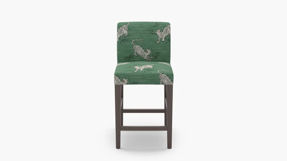 Signature Dining Counter Stool, Emerald Tigresse, Espresso Square Tapered Leg