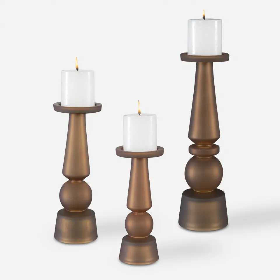 Cassiopeia Butter Rum Glass Candleholders Set/3