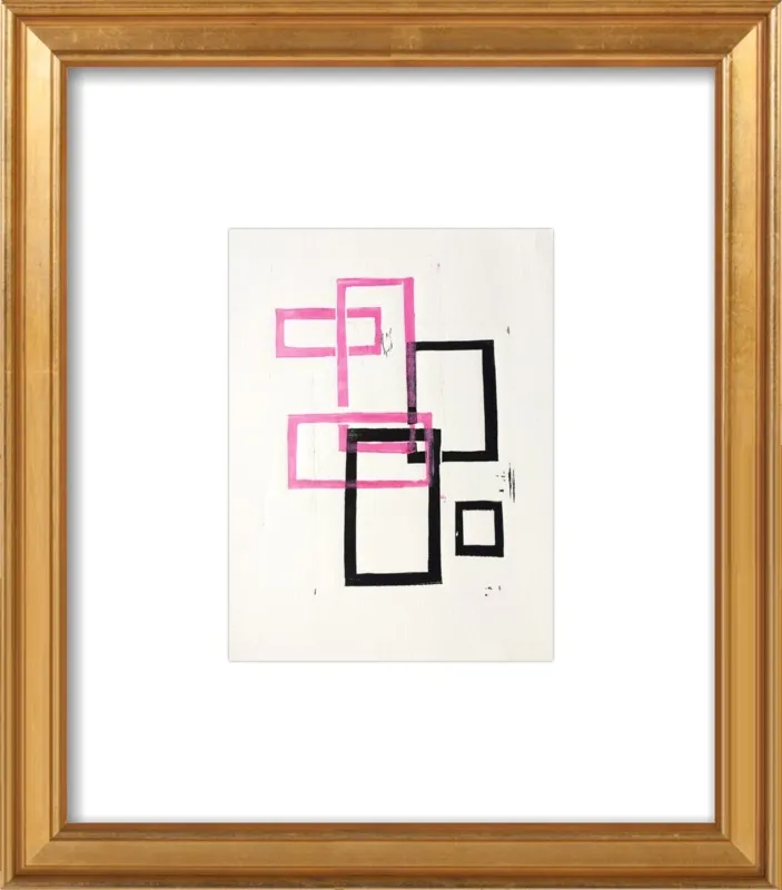 Pink and Black Geometric Squares x2 by Stacy Rajab for Artfully Walls