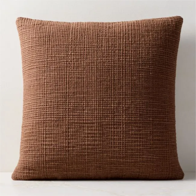 Monira Handwoven Camel Chunky Wool and Cotton Throw Pillow Cover 23"x23"