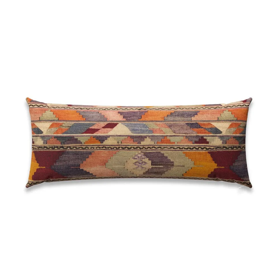 Shell Psychedelic Kilim Outdoor Pillow by St. Frank | Orange | 40" W x 15" H | Polyester