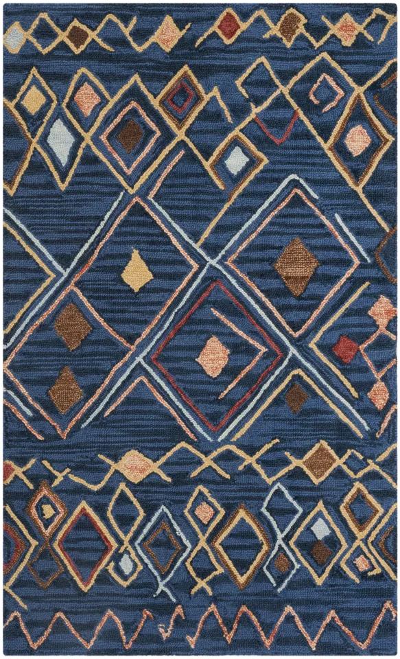 Arlo Home Hand Hooked Area Rug, SZN316A, Blue/Multi,  3' X 5'