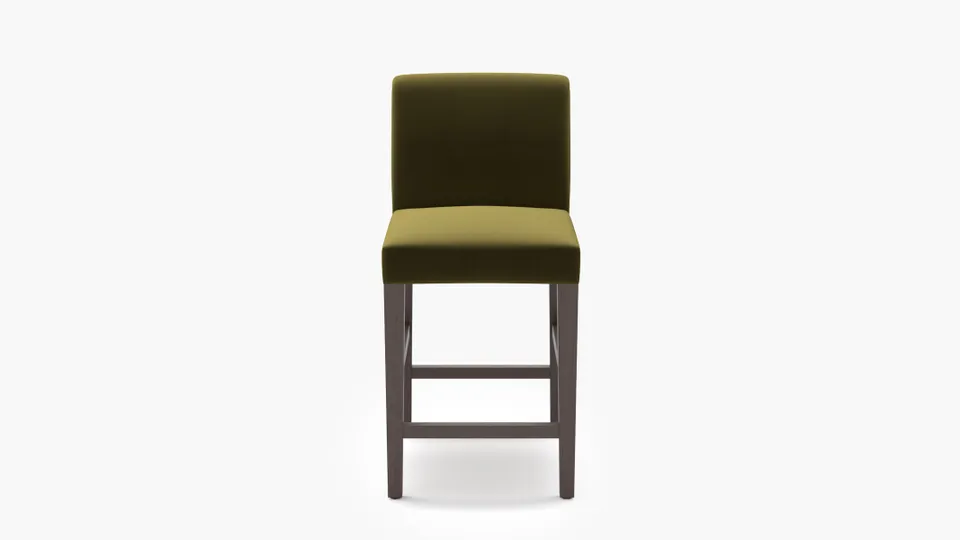 Signature Dining Counter Stool, Sage Performance Velvet, Espresso Square Tapered Leg