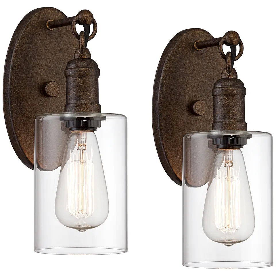 Franklin Iron Cloverly 11 3/4" High Bronze LED Wall Sconce Set of 2