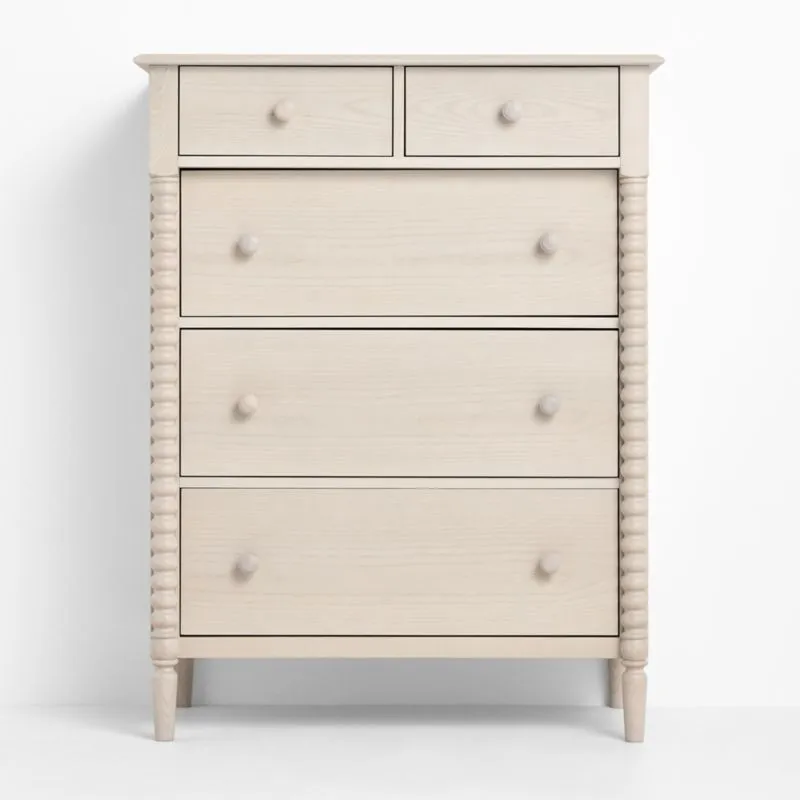 Jenny Lind 37" Washed Natural Tall 5-Drawer Kids Dresser