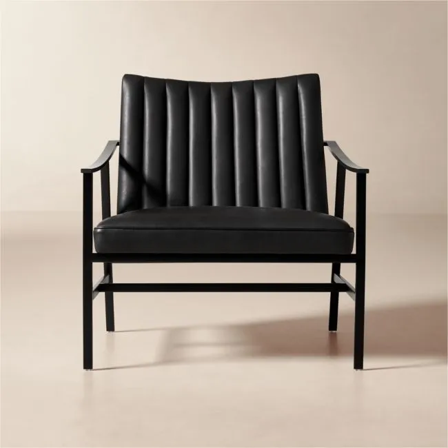 Blair Black Leather Accent Chair by Paul McCobb Set of 2