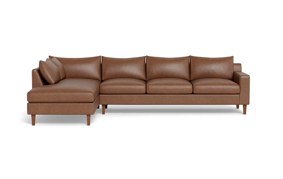 Sloan Leather 4-Seat Left Bumper Sectional