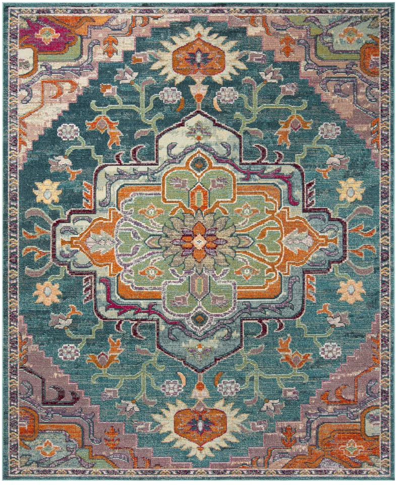 Arlo Home Woven Area Rug, CRS501T, Teal/Rose,  10' X 14'