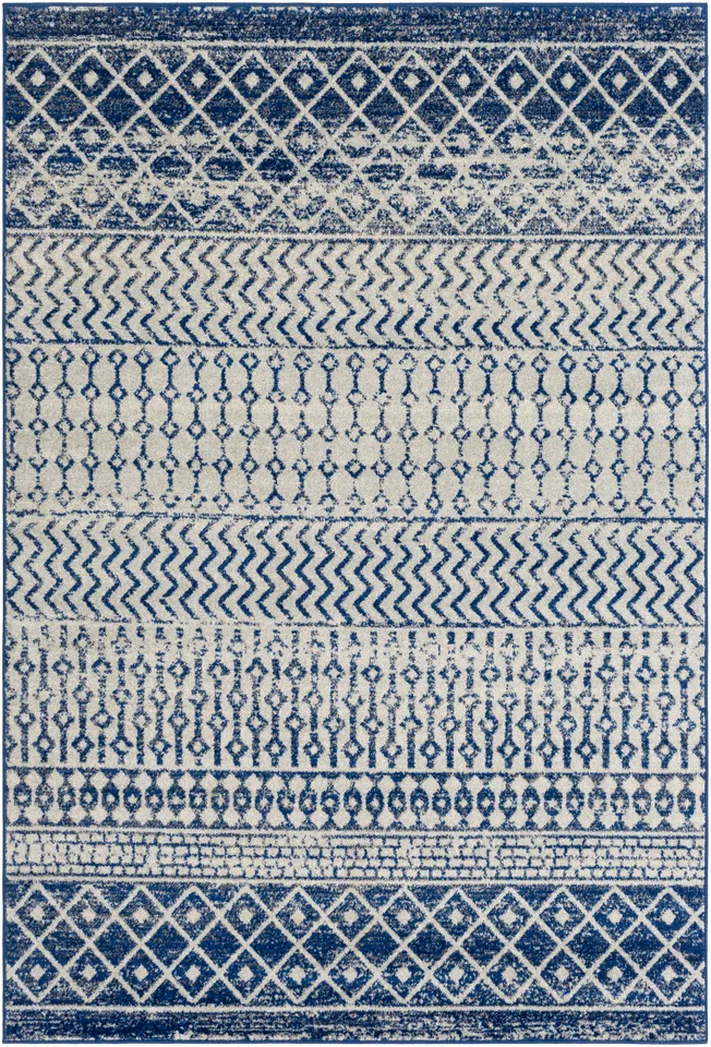 Elaziz Blue Indoor 7'10" x 10'2" Machine Woven Rug