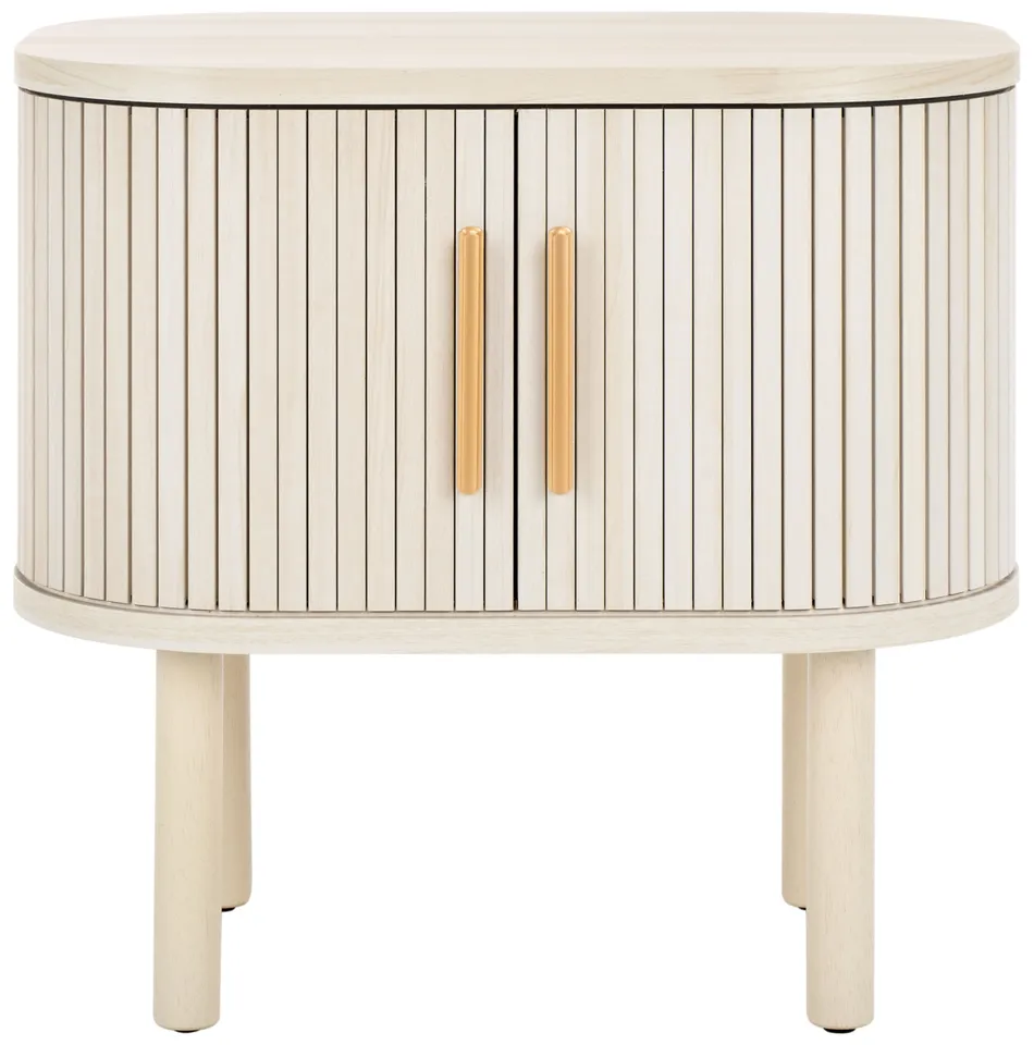 Tealla Nightstand - Bleached White / Gold