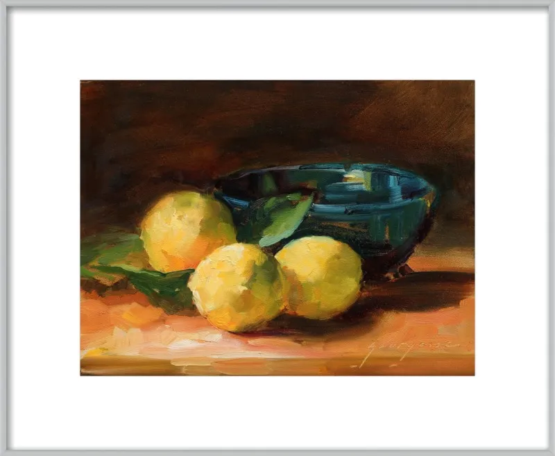 Lemons and Blue Bowl by Georgesse Gomez for Artfully Walls