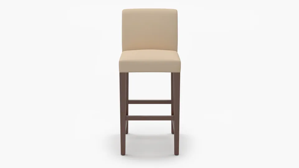 Signature Dining Bar Stool, Flax Twill, Walnut Square Tapered Leg