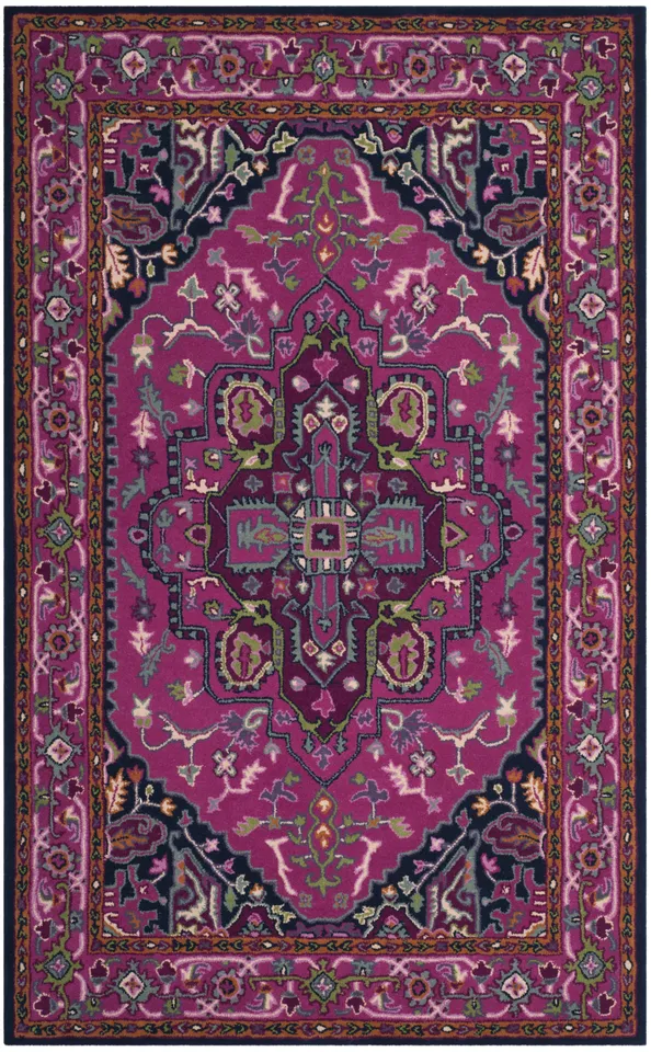 Arlo Home Hand Tufted Area Rug, BLG541C, Pink/Navy,  5' X 8'