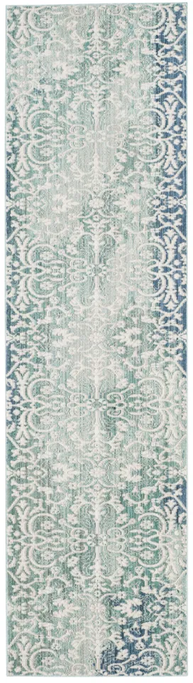 Arlo Home Woven Area Rug, MYS927F, Blue/Ivory,  2' 3" X 8'