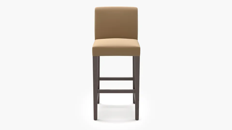 Signature Dining Bar Stool, Camel Performance Plush Velvet, Espresso Square Tapered Leg